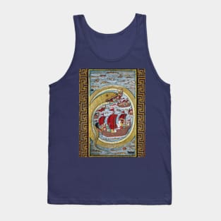 A MONSTRUOUS SEA SERPENT DEVOURING THE ROYAL FLEET Antique Indian Miniature Tank Top